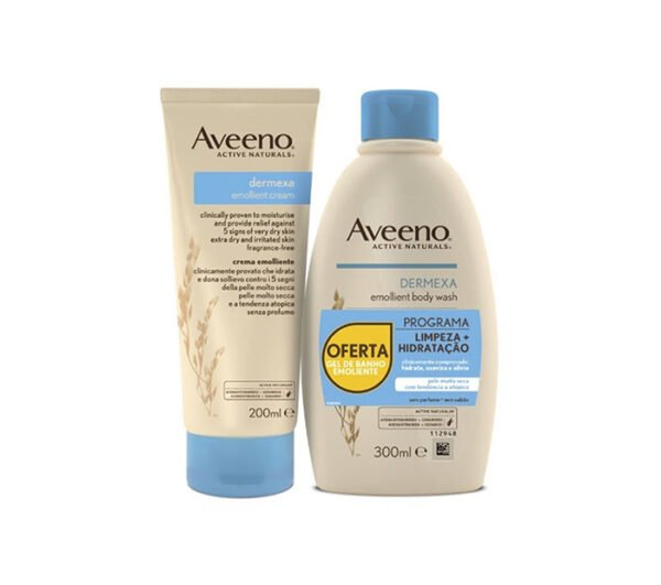Dermexa Emollient Cream 200ml + Emollient Body Wash 300ml